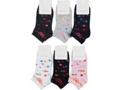 Süper Ekonomik Desenli Patik Kadın Çorap 12'li Paket