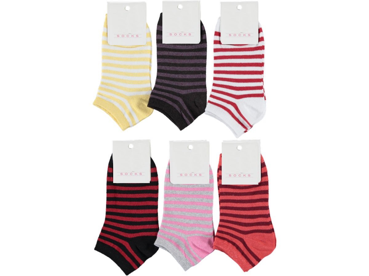 Süper Ekonomik Desenli Patik Kadın Çorap 12'li Paket