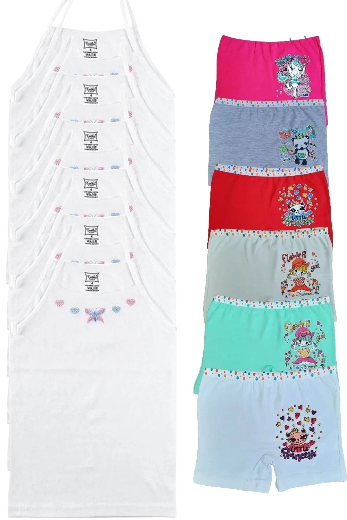 Dondeza Kız Çocuk Pamuklu Atlet Boxer Takım 6'lı