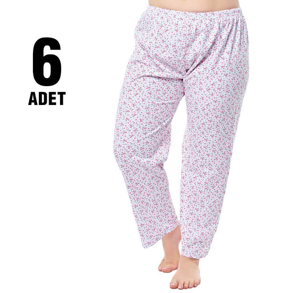 Hilal Yıldız Fiyonklu Bayan Empirme Tek Alt Pijama 6'lı