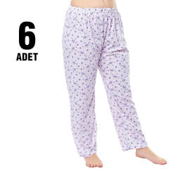 Hilal Yıldız Fiyonklu Bayan Empirme Tek Alt Pijama 6'lı
