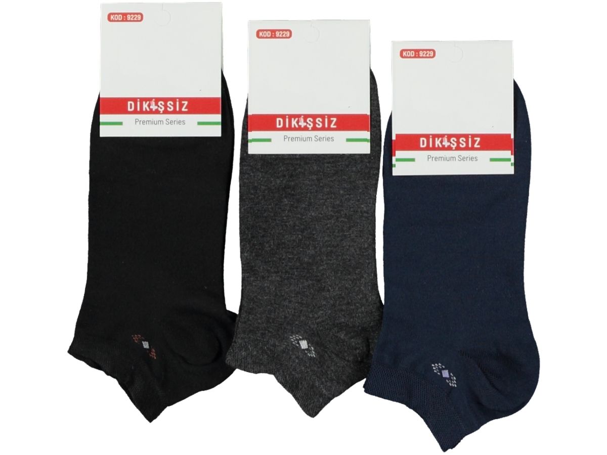 Erkek Penye Dikişsiz Patik Çorap 12'li Paket