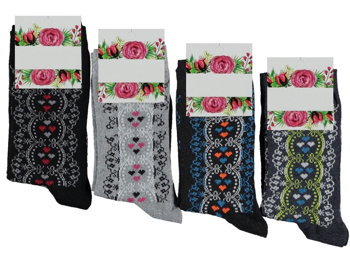 Kadın Desenli Soket Çorap 12'li Paket