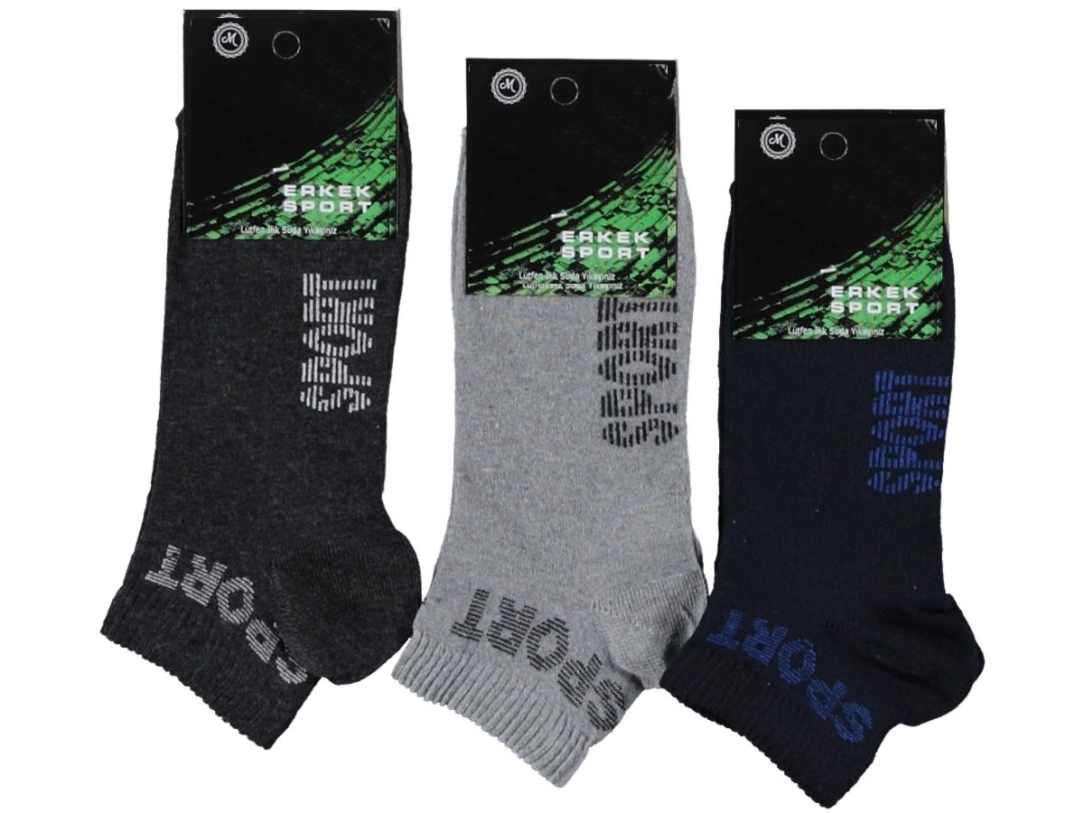 Ekonomik Desenli Erkek Patik Çorap 12'li