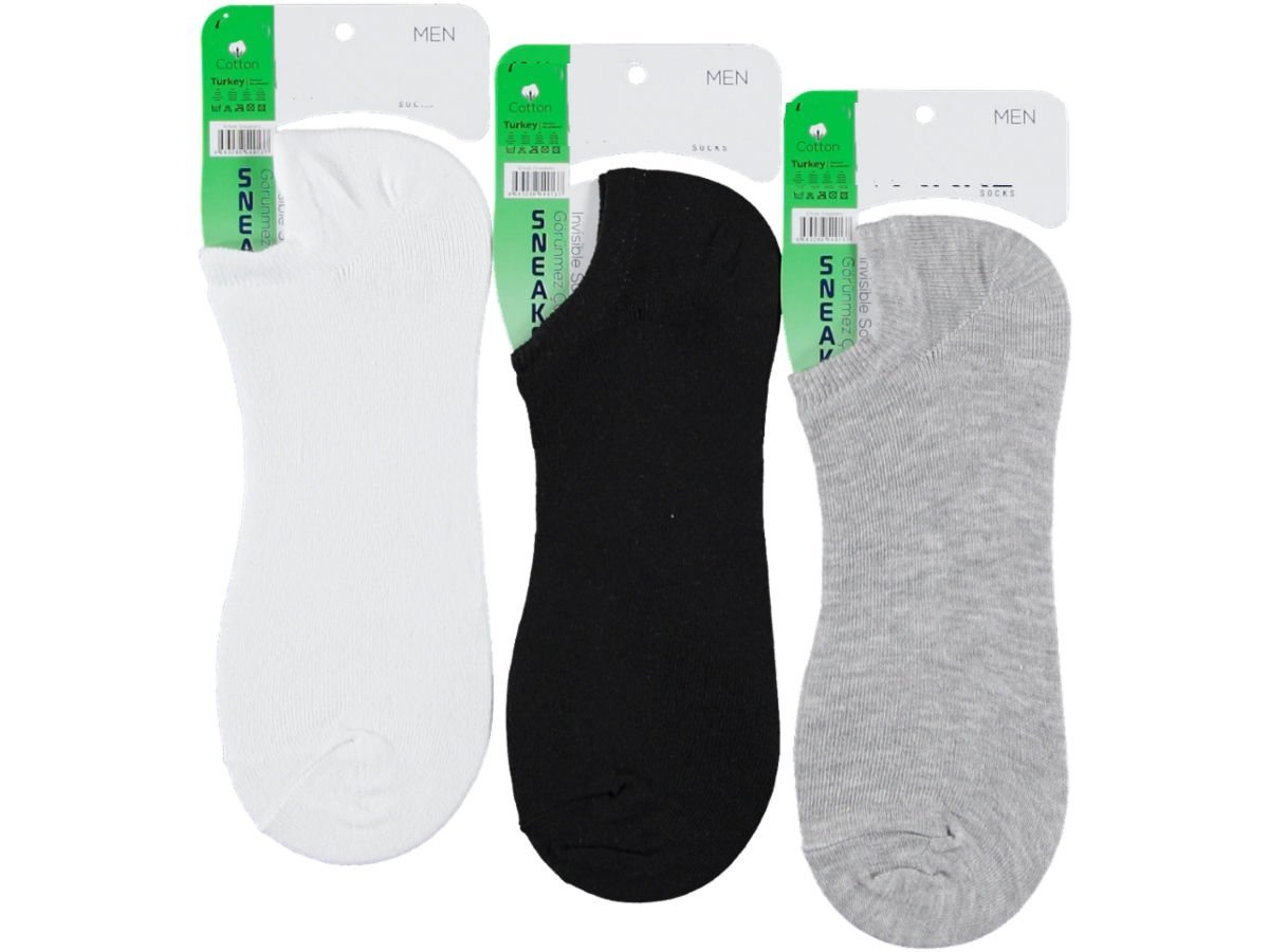 Erkek Düz Renk Sneakers Patik Çorap 12'li