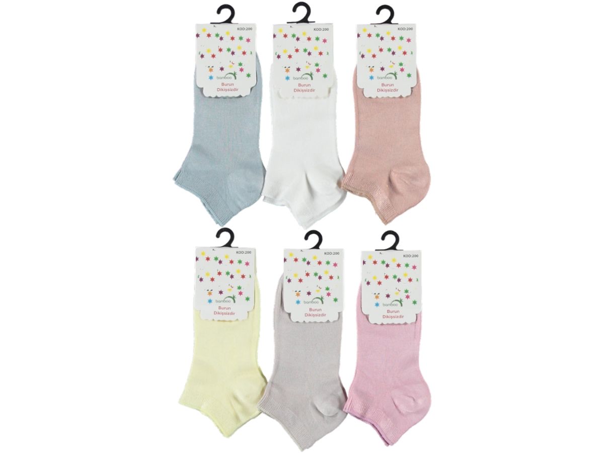 Kız Çocuk Patik Çorap Renkli ve Desenli Penye 12'li