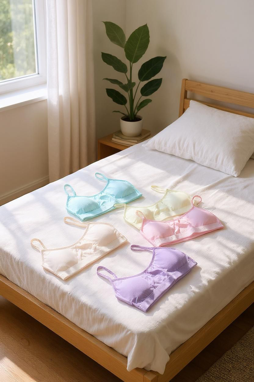 3'lü Kız Çocuk Pedli Yarım Atlet Büstiyer Pastel Renkler