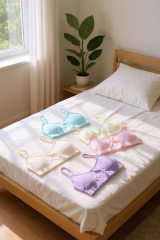 3'lü Kız Çocuk Pedli Yarım Atlet Büstiyer Pastel Renkler