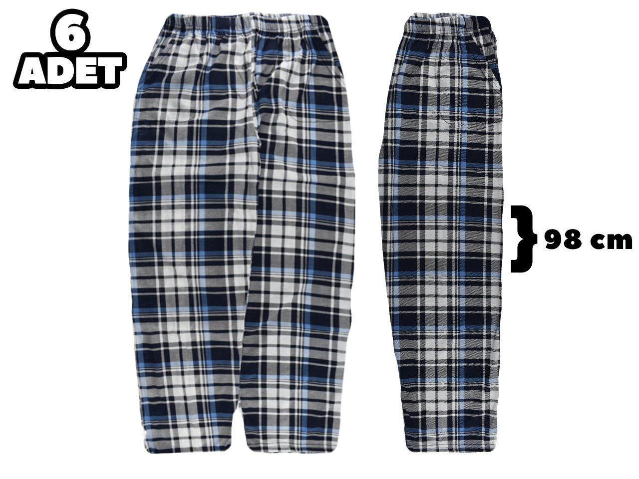 Hilal Yıldız Ekose Cepli Battal Beden Tek Alt 6'lı