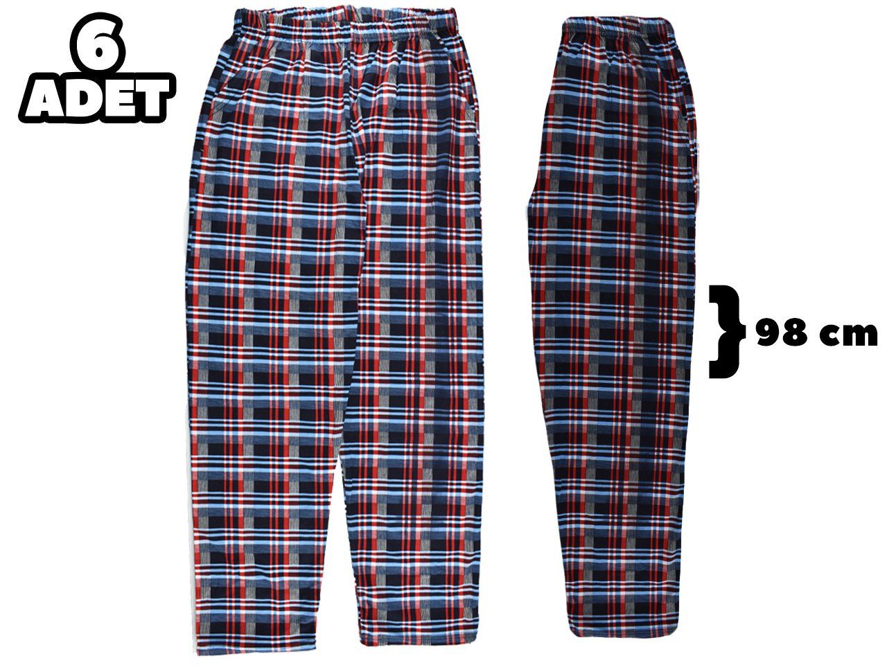 Hilal Yıldız Ekose Cepli Normal Beden Tek Alt 6'lı