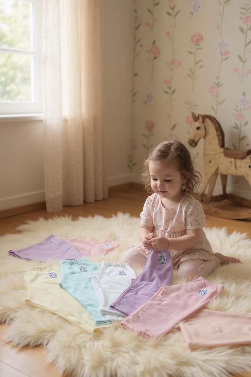 Kız Çocuk Kapri Tayt Pamuklu Renkli 6 Adet