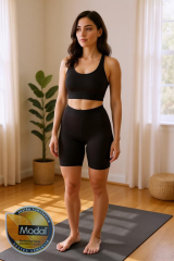 Kadın Yüksek Modal Kumaş Dizüstü Kısa Tayt Tekli