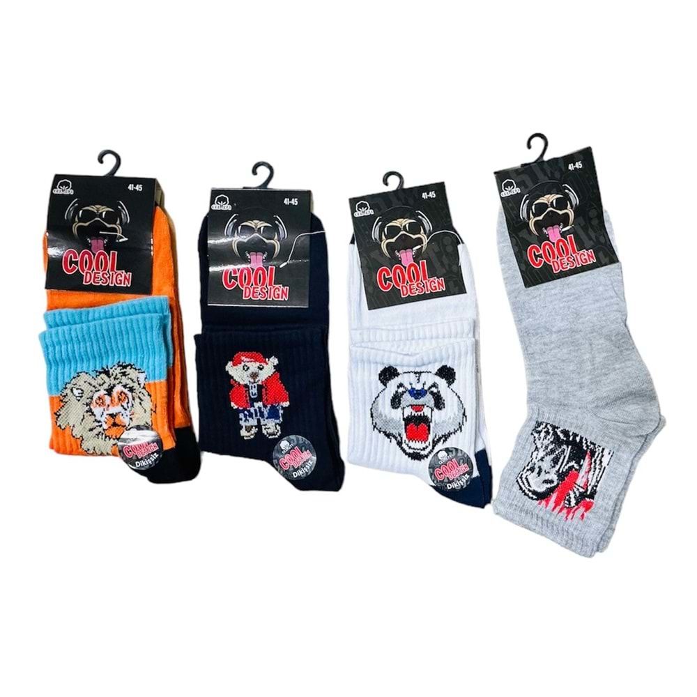 Erkek Dikişsiz Neşeli Çorap 12'li Paket