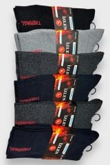 Erkek 6 Çift Erkek Thermal Kışlık Siyah Havlu Çorap