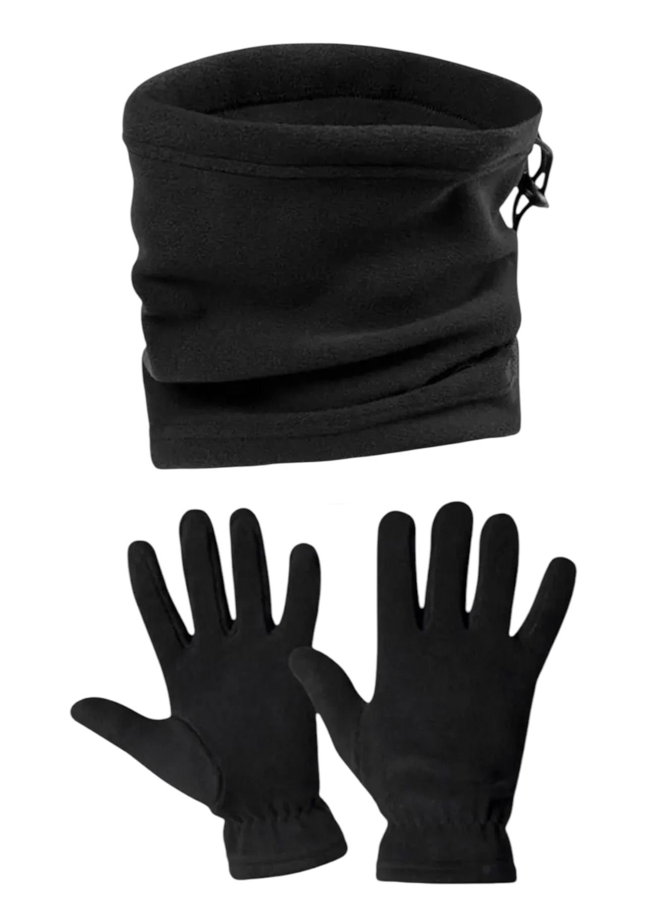 Siyah Termal Kışlık Kaliteli Polar Eldiven-Polar Boyunluk Set