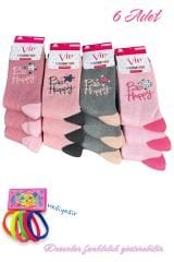 Kız Çocuk Havlu Kışlık Uzun Boğaz 12 li Karışık Desenli Çorap