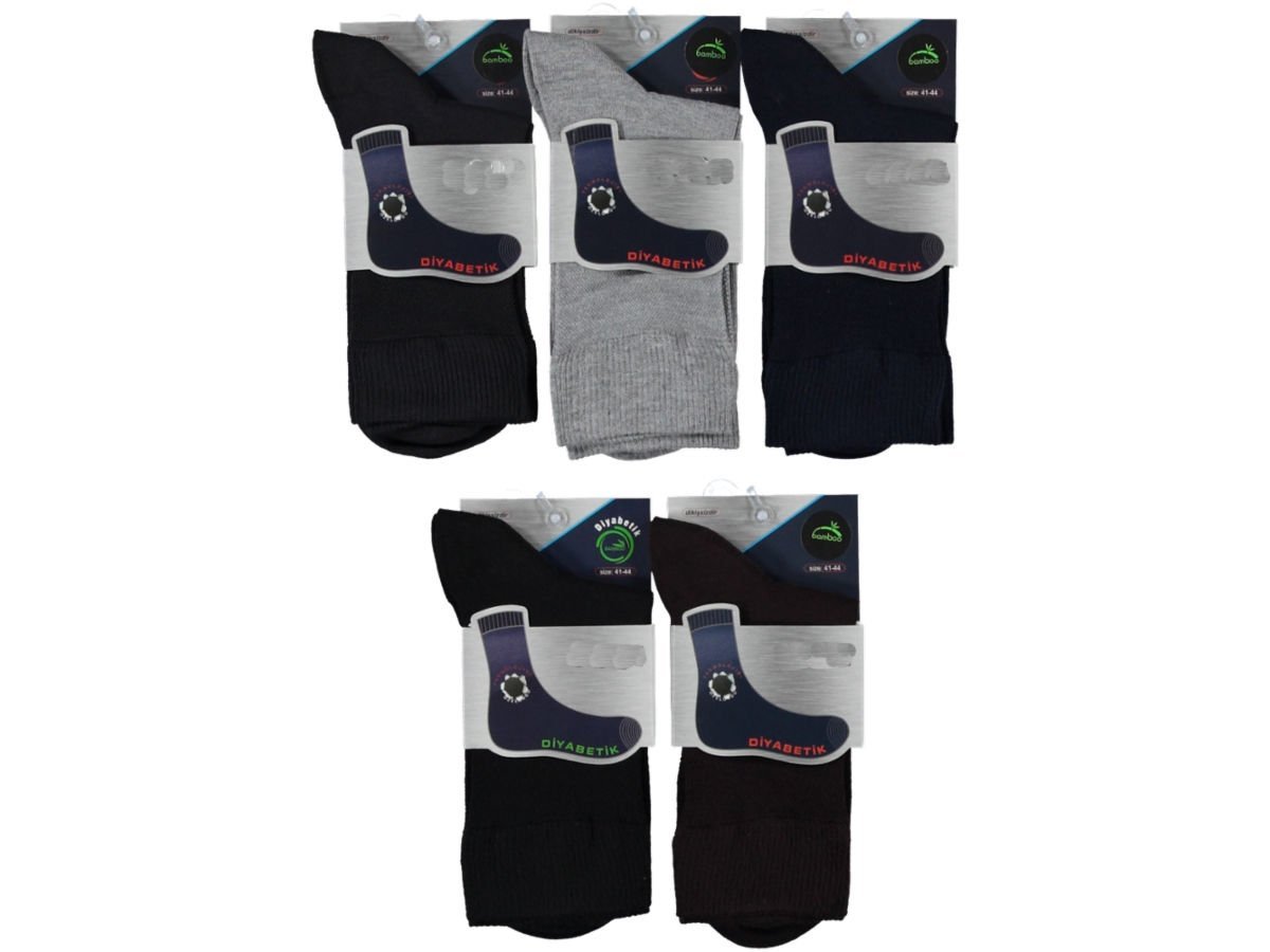 Erkek Dikişsiz Bambu Diyabet Şeker Soket Çorap 6 lı Paket