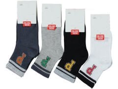 Kaliteli Erkek Çocuk Desenli Tenis Kolej Çorap 12'li Paket