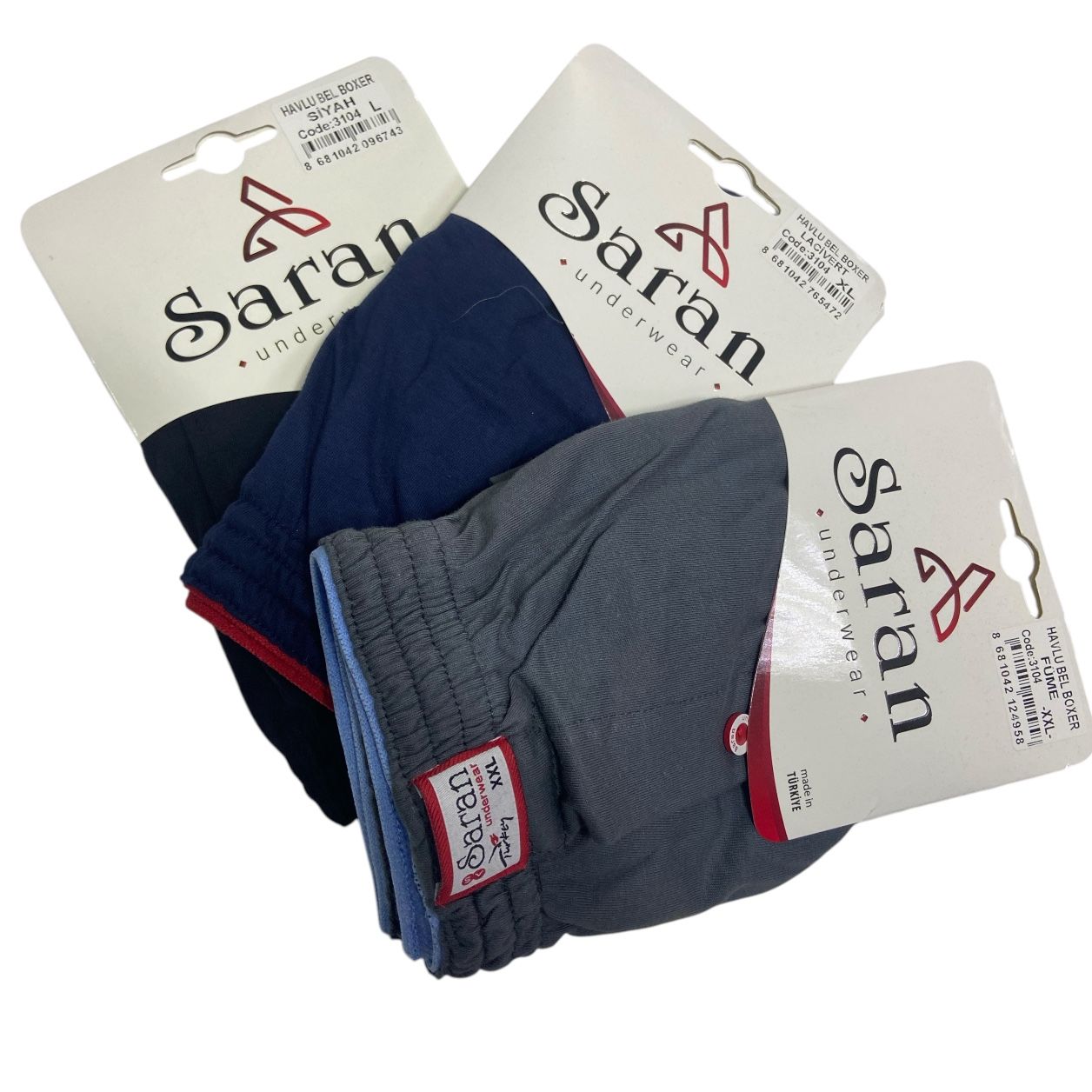 Erkek Penye Pamuklu Düğmeli Havlu Bel Boxer 6'lı